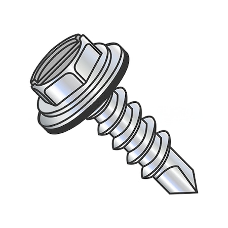 Usa Industrials Self-Drilling Screw, #10-16 x 3/4 in, Zinc Plated Steel Hex Head Slotted Drive BULK-SCRW-12142